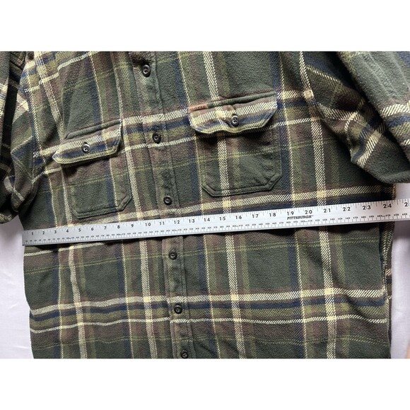 Orvis Flannel Shirt Jacket Mens XXL Olive Green Plaid Shacket W/Pockets - Picture 7 of 9